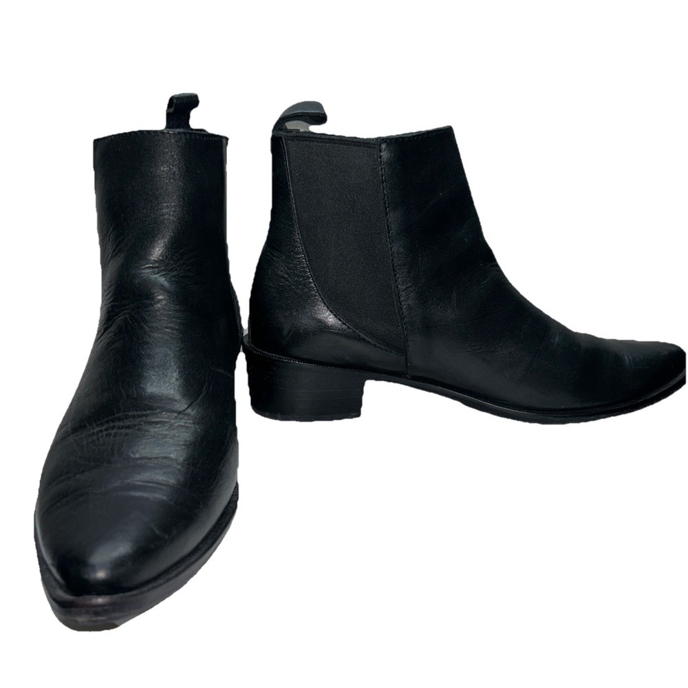 Custom Handcrafted Leather Booties Black Women's 8.5 Quality‎ Block Heel EUC